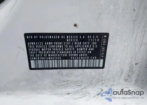 2020 Volkswagen Jetta 1.4T R-Line/1.4T S/1.4T Se from USA, damaged, VIN 3VWCB7BU7LM007025